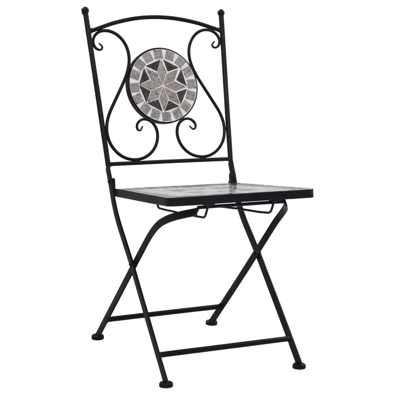 vidaXL Mosaic Bistro Chairs 2 pcs Grey