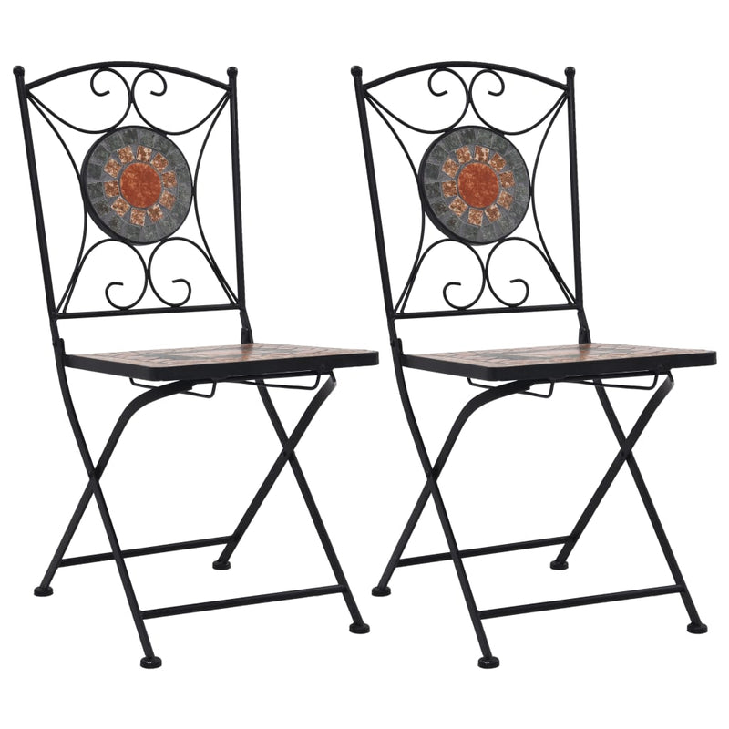 vidaXL Mosaic Bistro Chairs 2 pcs Grey