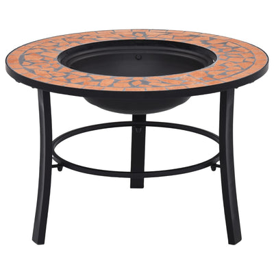 vidaXl Mosaic Fire Pit Black and White 68cm Ceramic
