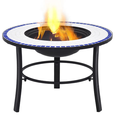 vidaXl Mosaic Fire Pit Black and White 68cm Ceramic