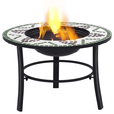 vidaXl Mosaic Fire Pit Black and White 68cm Ceramic