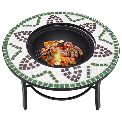 vidaXl Mosaic Fire Pit Black and White 68cm Ceramic