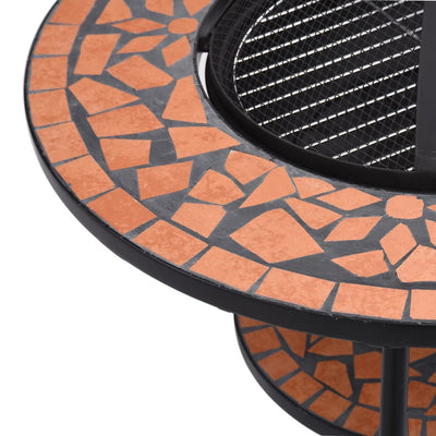 vidaXL Mosaic Fire Pit Table Black and White 68 cm Ceramic