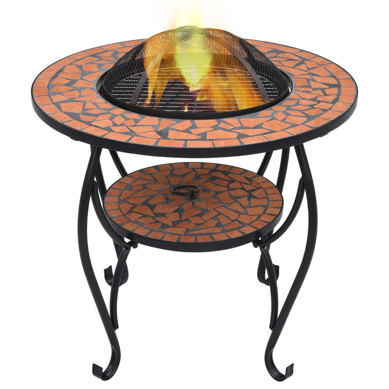 vidaXL Mosaic Fire Pit Table Black and White 68 cm Ceramic