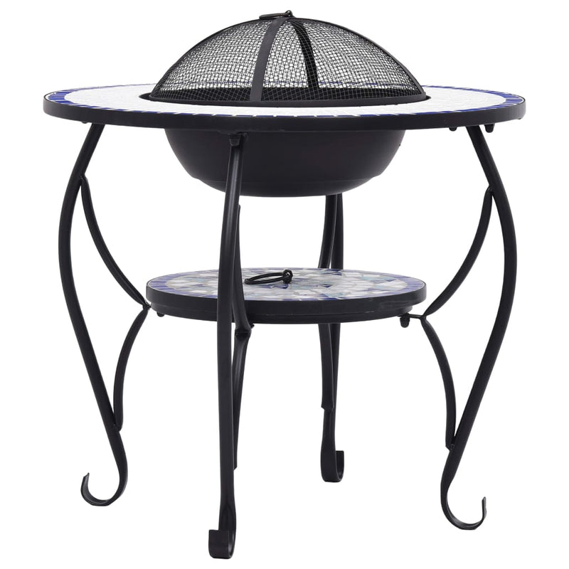 vidaXL Mosaic Fire Pit Table Black and White 68 cm Ceramic
