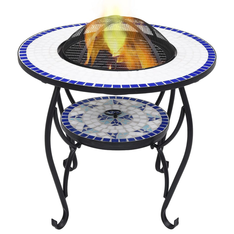 vidaXL Mosaic Fire Pit Table Black and White 68 cm Ceramic