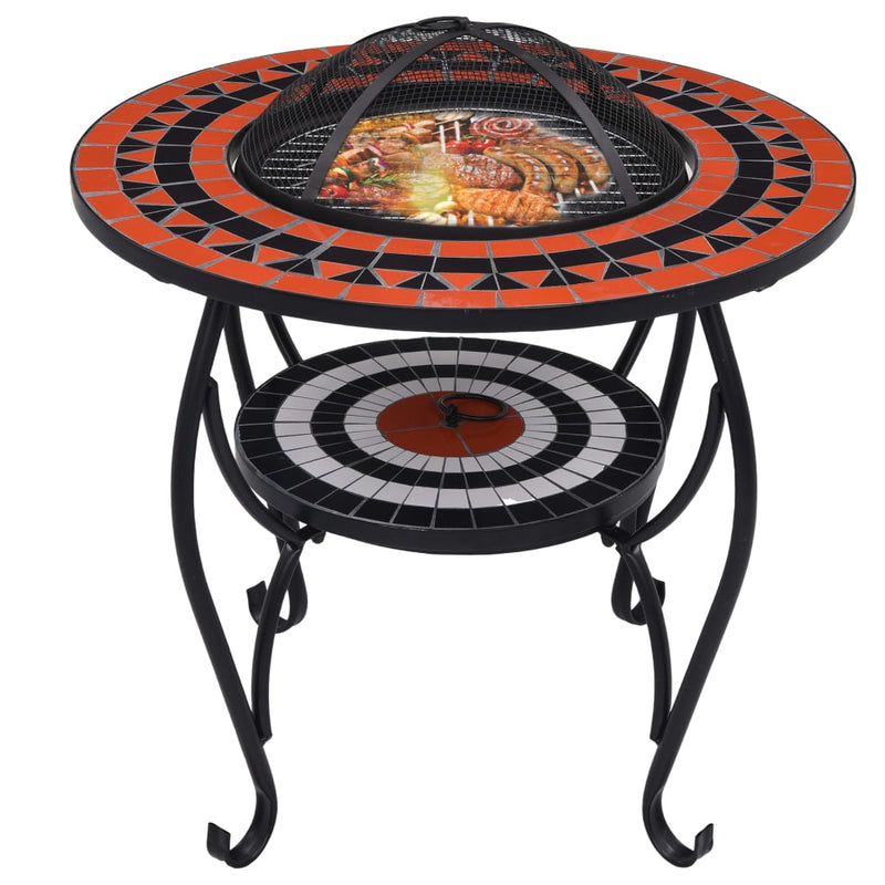 vidaXL Mosaic Fire Pit Table Black and White 68 cm Ceramic
