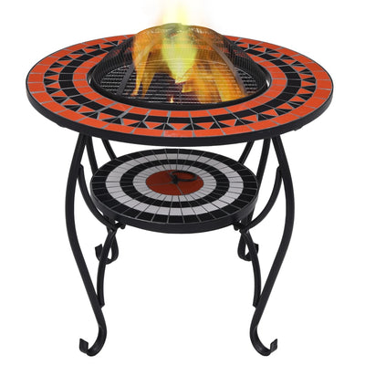 vidaXL Mosaic Fire Pit Table Black and White 68 cm Ceramic