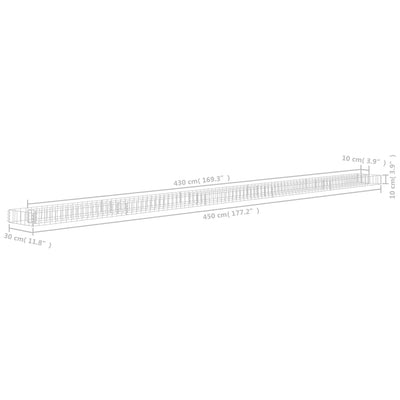 vidaXL Trapezium Gabion Raised Bed Galvanised Steel 100x20x100 cm