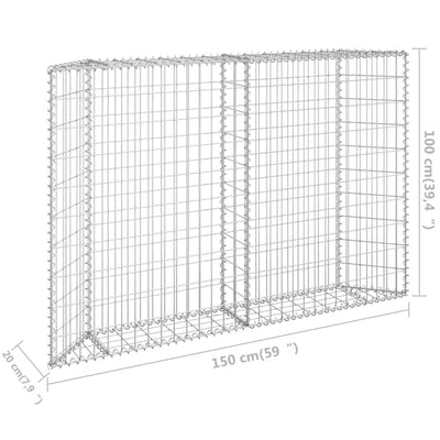 vidaXL Trapezium Gabion Raised Bed Galvanised Steel 100x20x100 cm