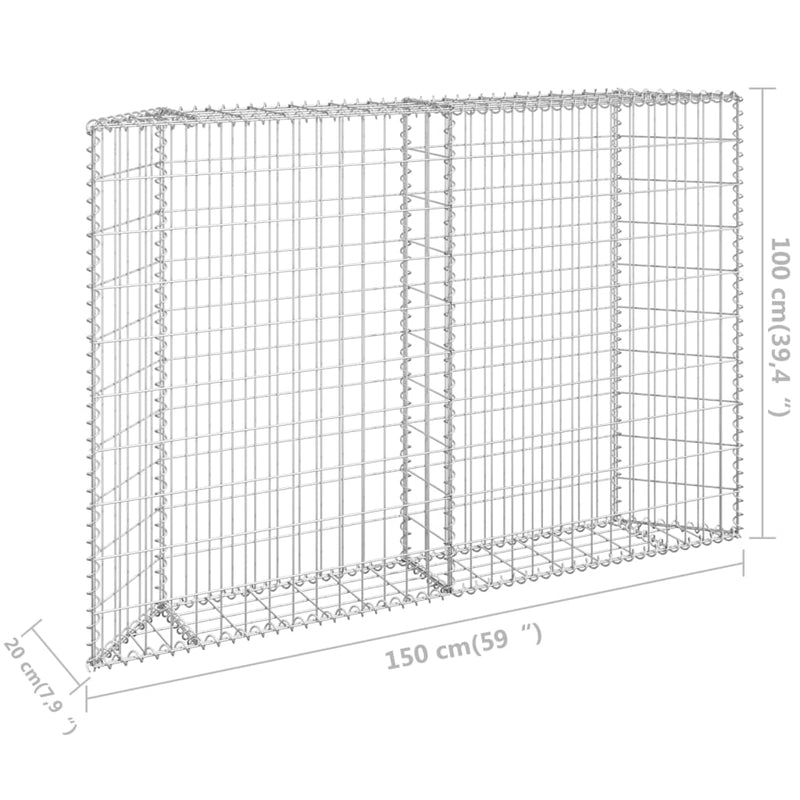vidaXL Trapezium Gabion Raised Bed Galvanised Steel 100x20x100 cm