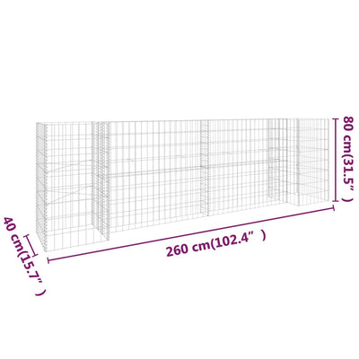 vidaXL H-Shaped Gabion Planter Steel Wire 260x40x60 cm