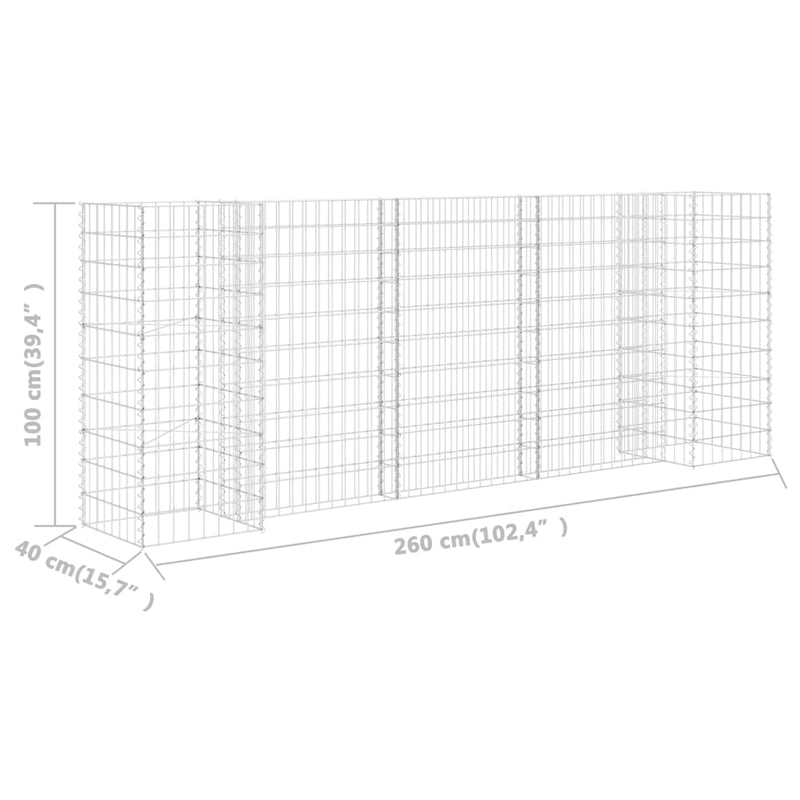 vidaXL H-Shaped Gabion Planter Steel Wire 260x40x60 cm