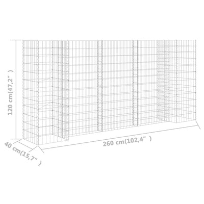 vidaXL H-Shaped Gabion Planter Steel Wire 260x40x60 cm