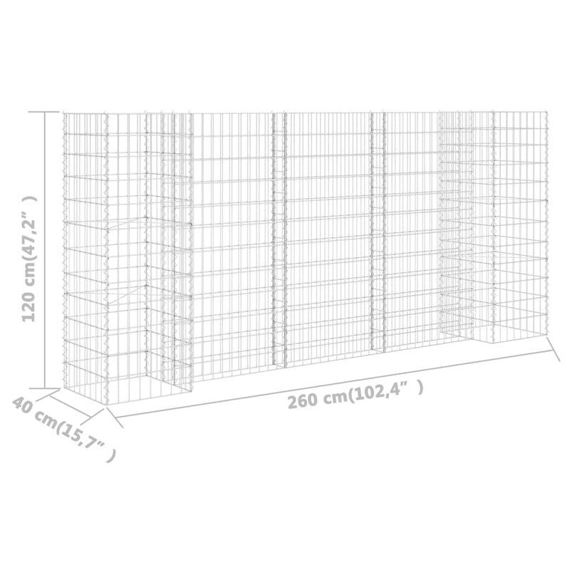 vidaXL H-Shaped Gabion Planter Steel Wire 260x40x60 cm