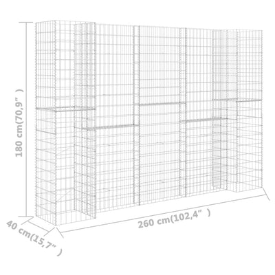 vidaXL H-Shaped Gabion Planter Steel Wire 260x40x60 cm
