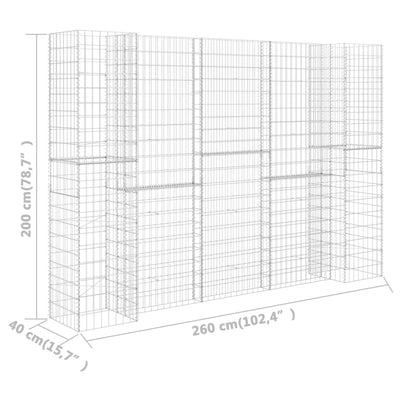 vidaXL H-Shaped Gabion Planter Steel Wire 260x40x60 cm