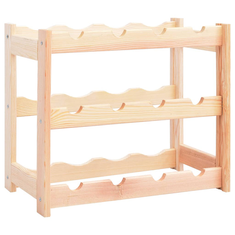 vidaXL Wine Rack for 12 Bottles Solid Wood Pine