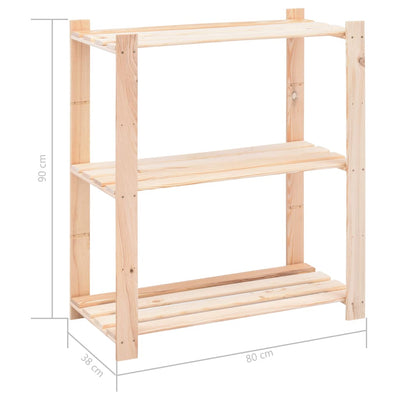 vidaXL 3-Tier Storage Rack 60x38x90 cm Solid Wood Pine 150 kg