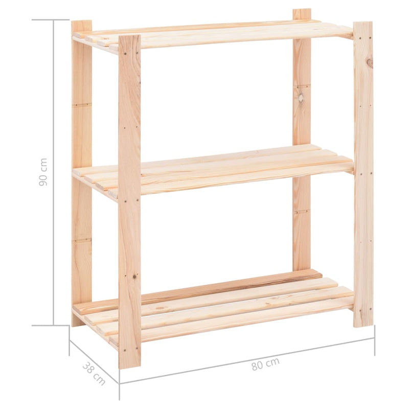 vidaXL 3-Tier Storage Rack 60x38x90 cm Solid Wood Pine 150 kg