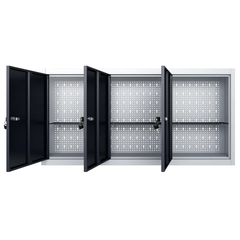 vidaXL Wall Mounted Tool Cabinet Industrial Style Metal Grey and Black