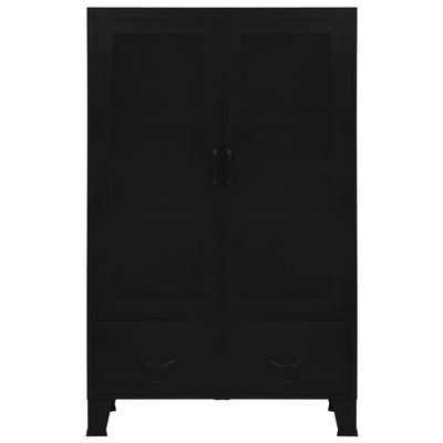 vidaXL Office Cabinet with Mesh Doors Industrial Black 75x40x120 cm Steel