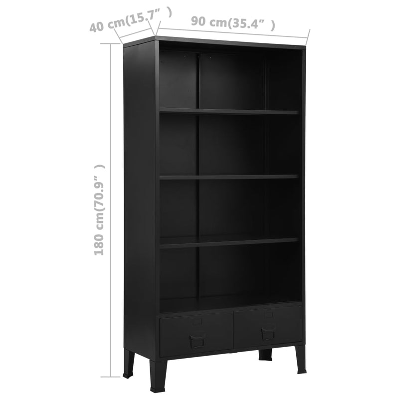 vidaXL Bookshelf Industrial Black 90x40x180 cm Steel