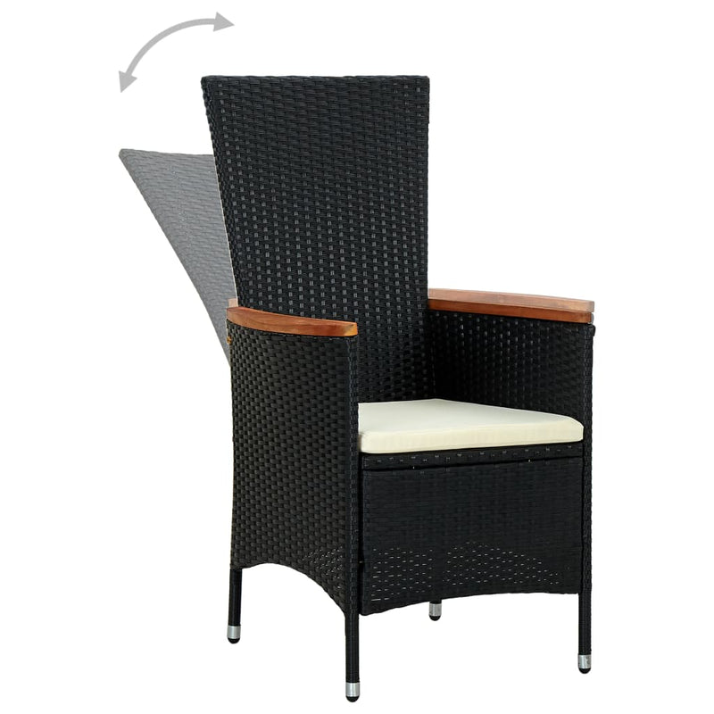 vidaXL 7 Piece Outdoor Dining Set Poly Rattan Acacia Wood Black