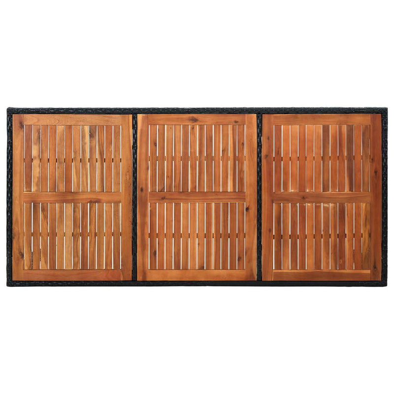 vidaXL 9 Piece Outdoor Dining Set Poly Rattan Acacia Wood Black