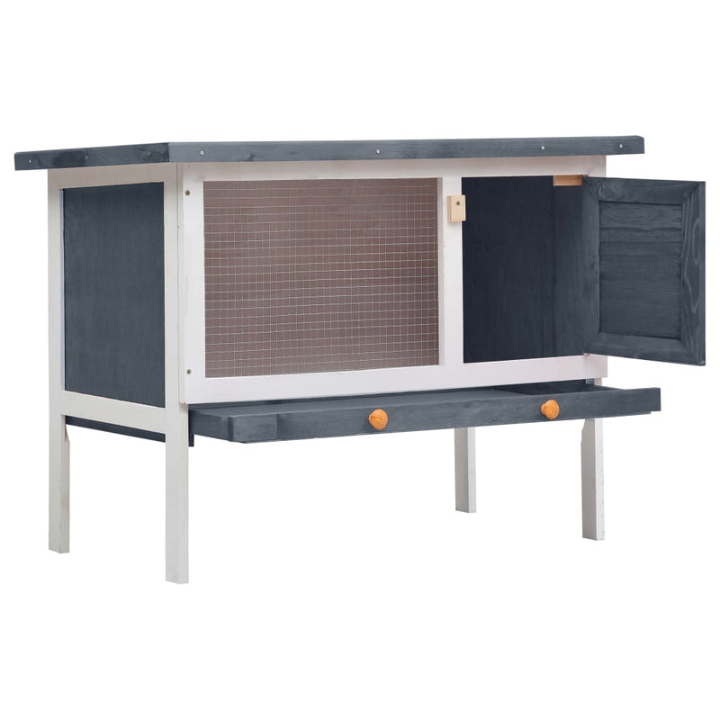 vidaXL Outdoor Rabbit Hutch 1 Layer Grey Wood