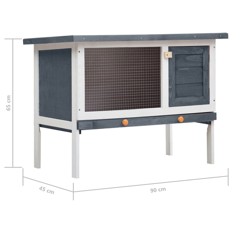 vidaXL Outdoor Rabbit Hutch 1 Layer Grey Wood