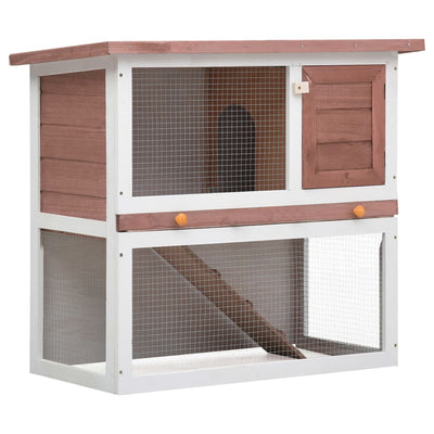 vidaXL Outdoor Rabbit Hutch 1 Door Grey Wood