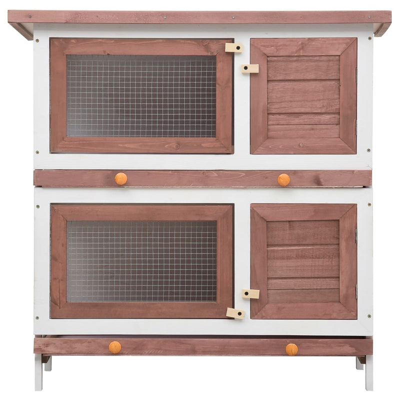 vidaXL Outdoor Rabbit Hutch 4 Doors Grey Wood