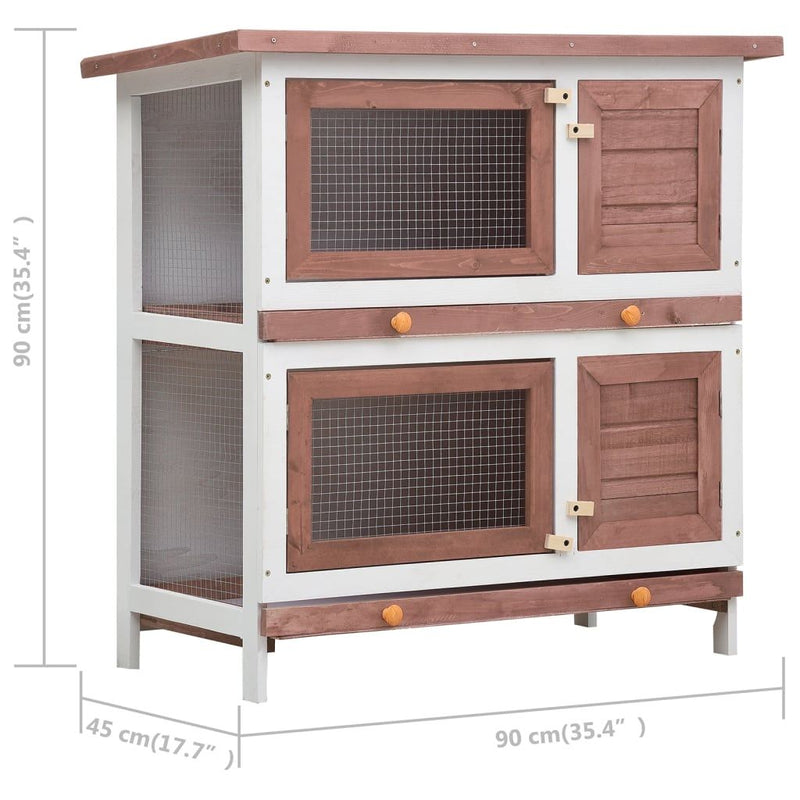 vidaXL Outdoor Rabbit Hutch 4 Doors Grey Wood