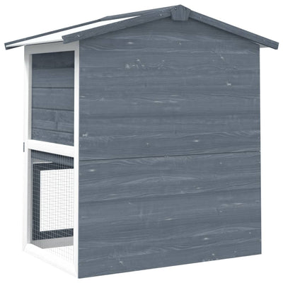 vidaXL Outdoor Rabbit Hutch 3 Doors Grey Wood