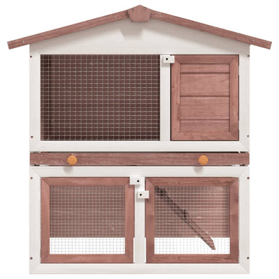 vidaXL Outdoor Rabbit Hutch 3 Doors Grey Wood