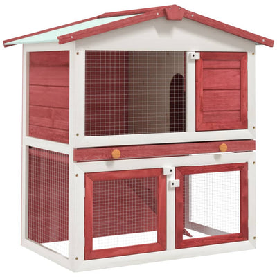 vidaXL Outdoor Rabbit Hutch 3 Doors Grey Wood