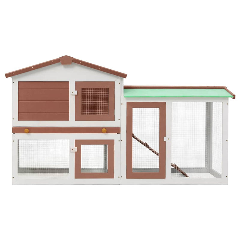 vidaXL Outdoor Large Rabbit Hutch Brown and White 145x45x84 cm Wood