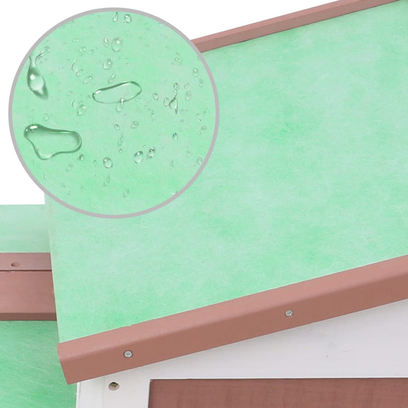 vidaXL Outdoor Large Rabbit Hutch Brown and White 145x45x84 cm Wood