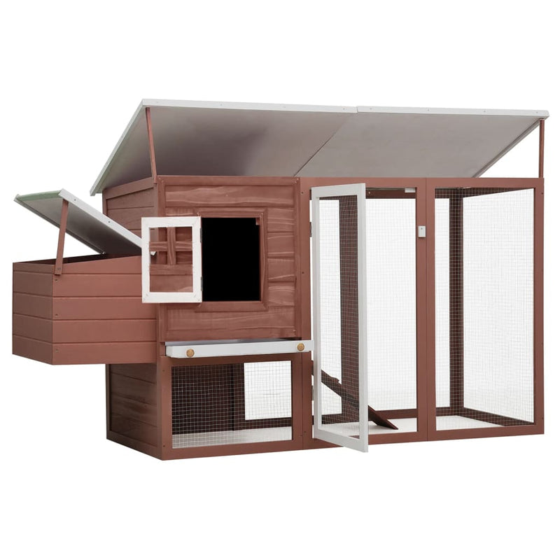 vidaXL Outdoor Chicken Cage Hen House with 1 Egg Cage Grey Wood
