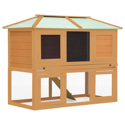 vidaXL Animal Rabbit Cage Double Floor Red Wood
