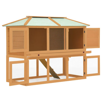 vidaXL Animal Rabbit Cage Double Floor Red Wood