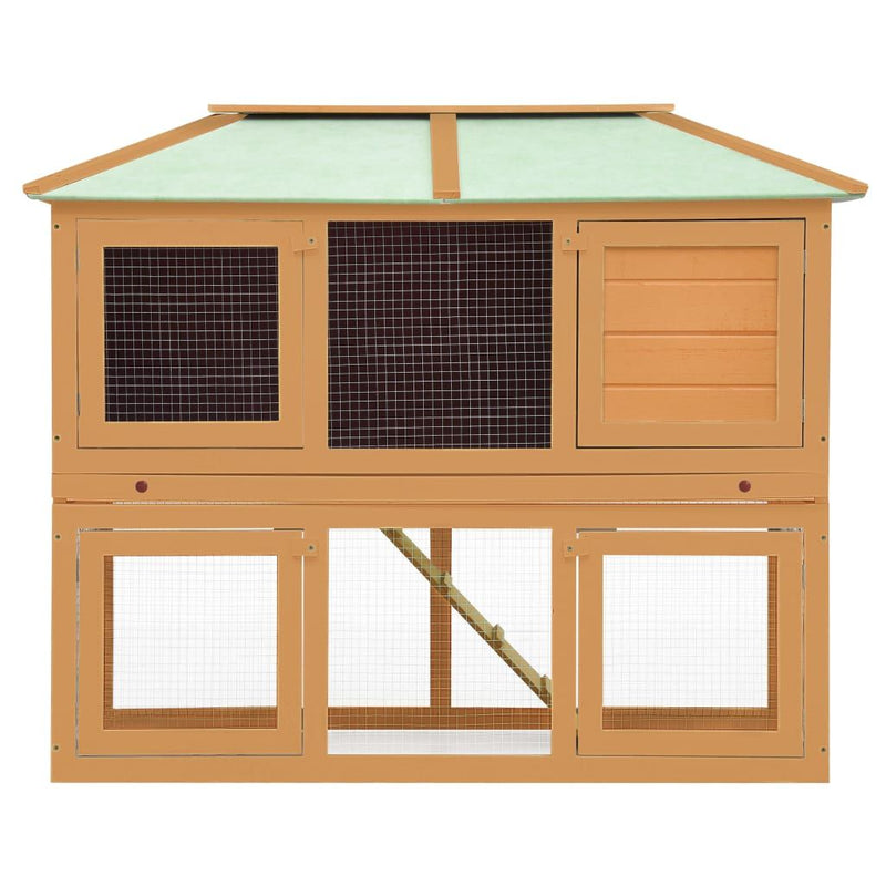 vidaXL Animal Rabbit Cage Double Floor Red Wood