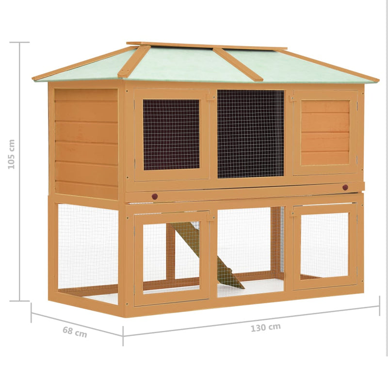 vidaXL Animal Rabbit Cage Double Floor Red Wood