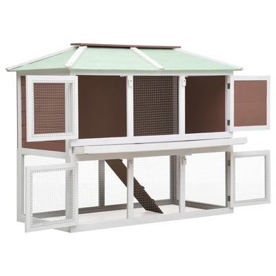 vidaXL Animal Rabbit Cage Double Floor Red Wood