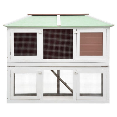 vidaXL Animal Rabbit Cage Double Floor Red Wood