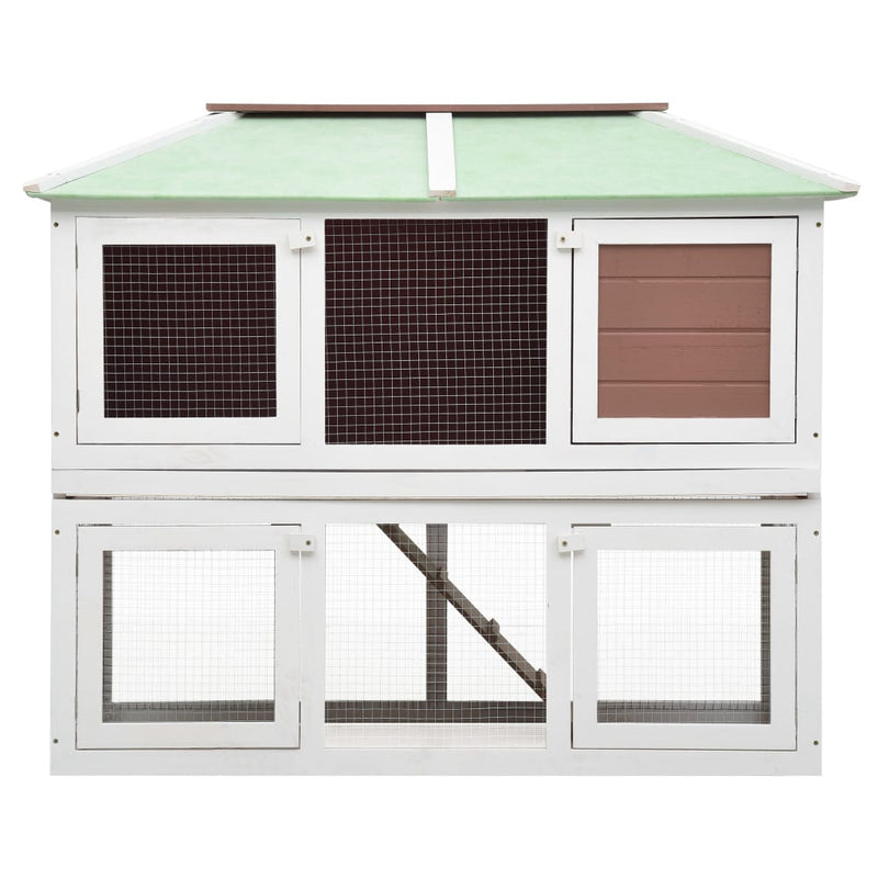 vidaXL Animal Rabbit Cage Double Floor Red Wood