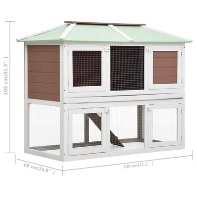 vidaXL Animal Rabbit Cage Double Floor Red Wood