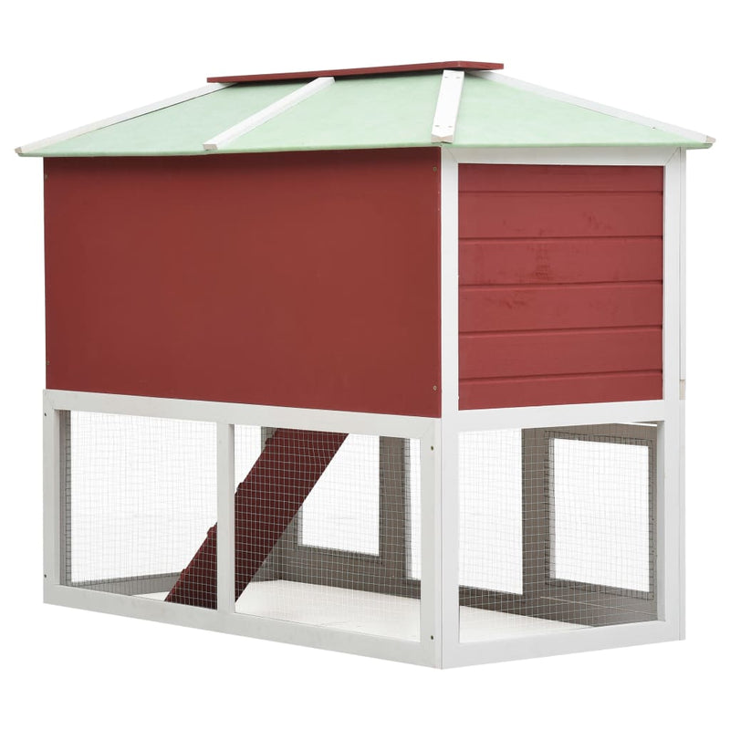 vidaXL Animal Rabbit Cage Double Floor Red Wood