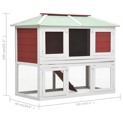 vidaXL Animal Rabbit Cage Double Floor Red Wood